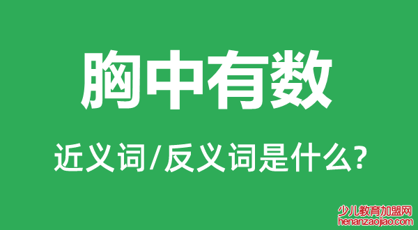 胸中有数的近义词和反义词是什么,胸中有数是什么意思